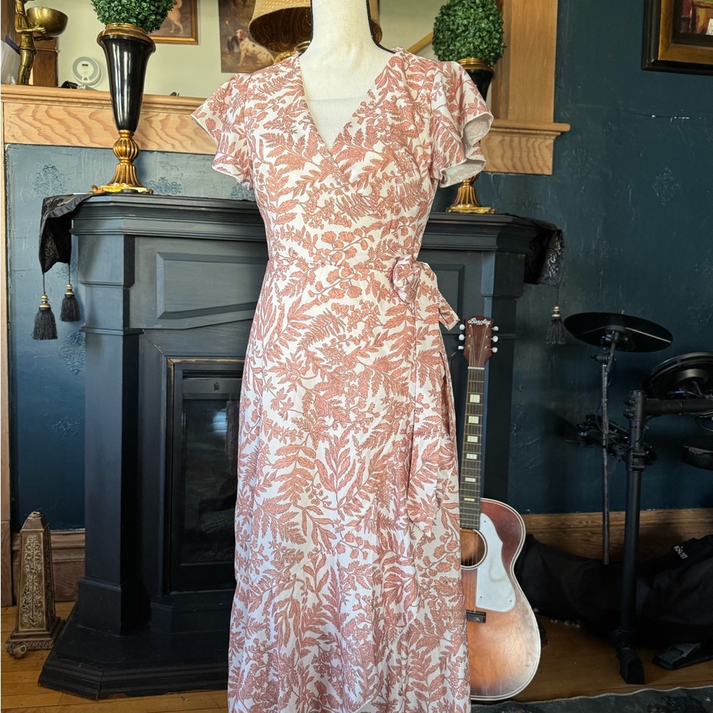Floral Wrap Dress in Pink and White